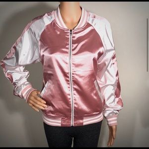 Brandy Melville-pink varsity Ellie Bomber Jacket